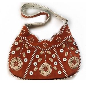 Neiman Marcus Rafe boho orange suede & lace bag 😻